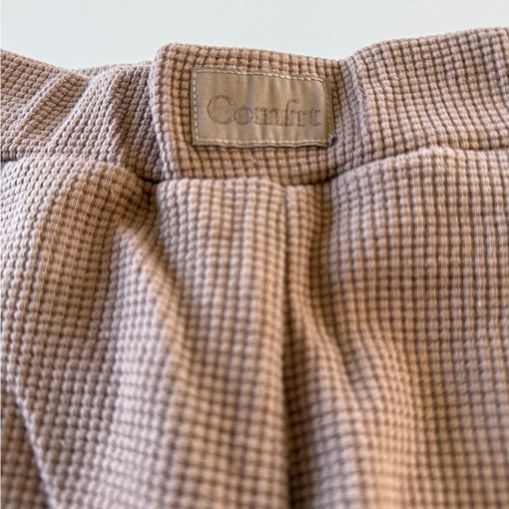 Comfrt Waffle Knit Crewneck Sweater in Tan - Picture 4 of 5
